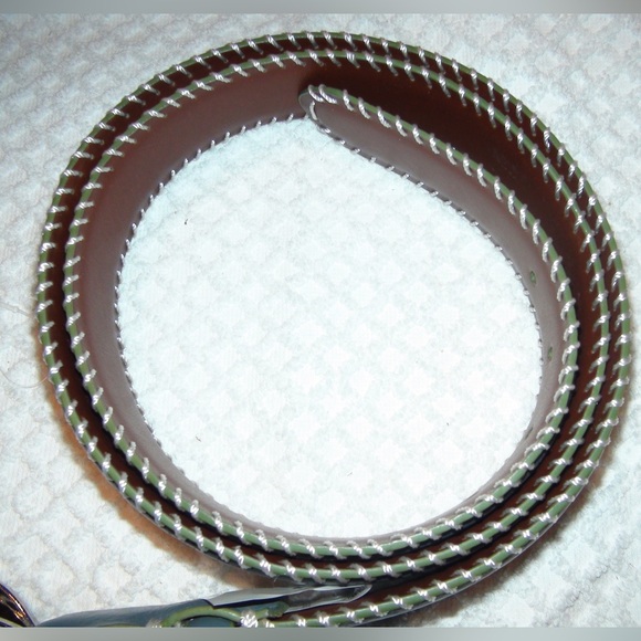 Robert Graham Griffith Suede Grey Whip Stitch Leather Belt - Picture 3 of 4